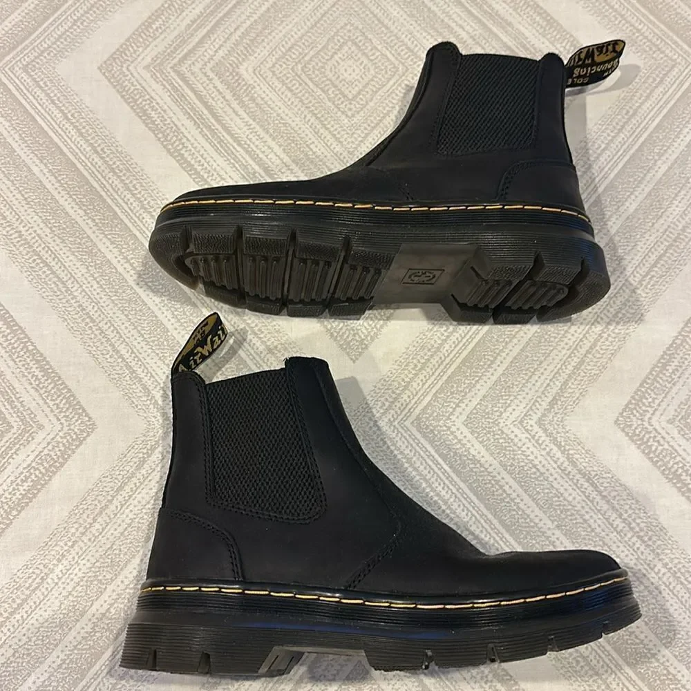 Dr. Martens AirWair Black Platform Slip-On Ankle Boots Size 8W / 7M